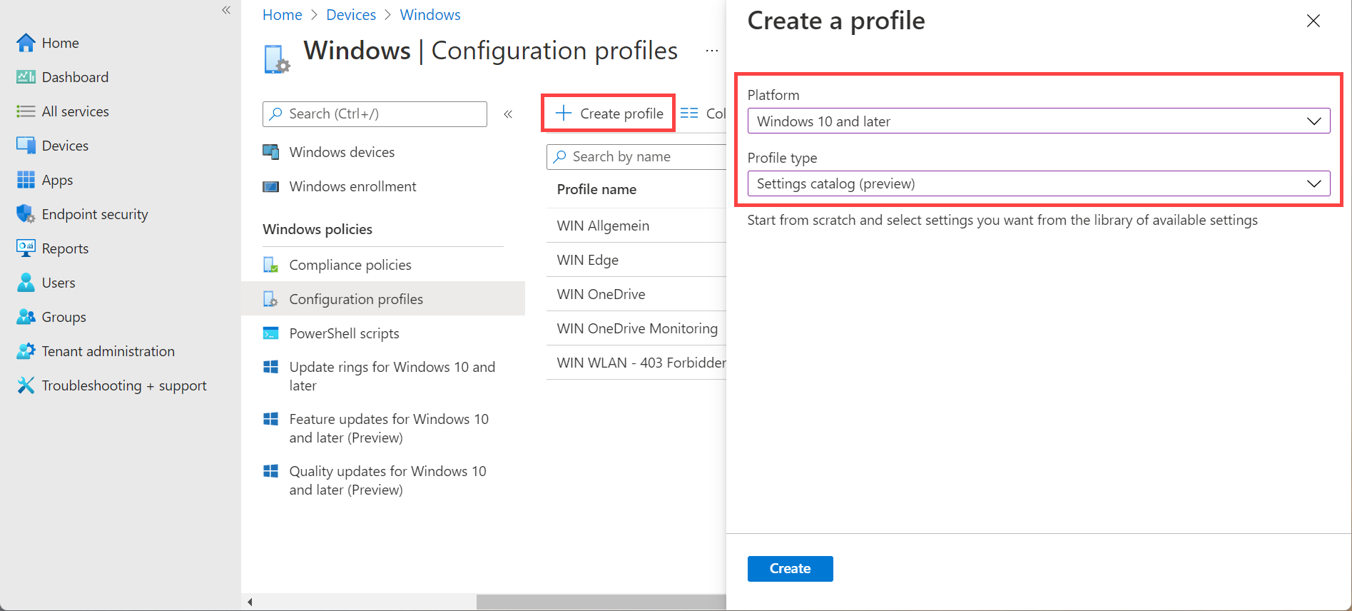 Creating a configuration profile in Intune for Windows 11 taskbar